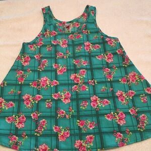 Beautees size Small green pink rose tank dress